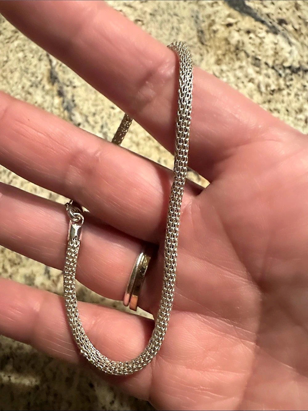 Sterling Silver Mesh Chain Bracelet 20 cm Vintage